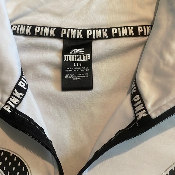 Pink Victoria Secret Ultimate long sleeve white 1/4 zip front top Ladies Sz L - Picture 7 of 14